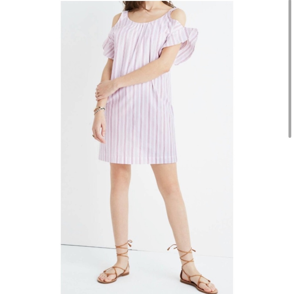 Madewell Rose Stripe Cold Shoulder Dress Size XL‎